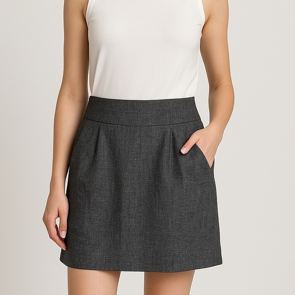 Theory Gray Wool Blend High Waist Mini Skirt - Picture 1 of 9